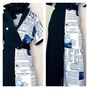 SHEIN "Art to Wear" Newspaper Novelty Panel Design Wide Leg Jumpsuit